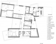 Планировка 2 этажа 2-х этажного дома со сложной геометрией.