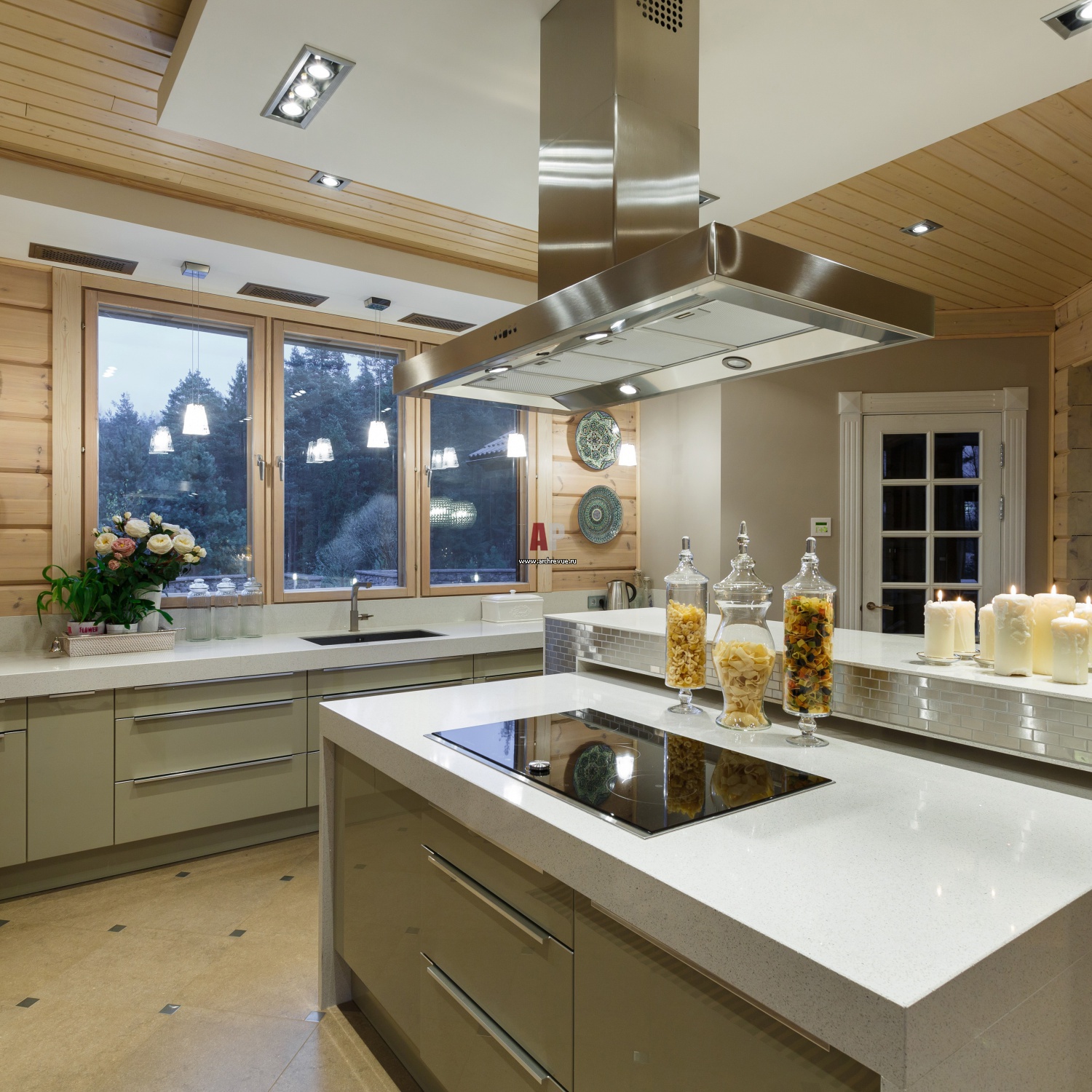 Дизайн кухни в современном стиле в частном доме с окном фото дизайн