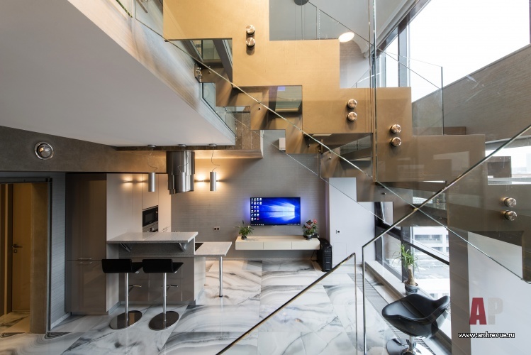 Дизайн квартиры-студии 101 кв. м в стиле минимализм на Мосфильмовской