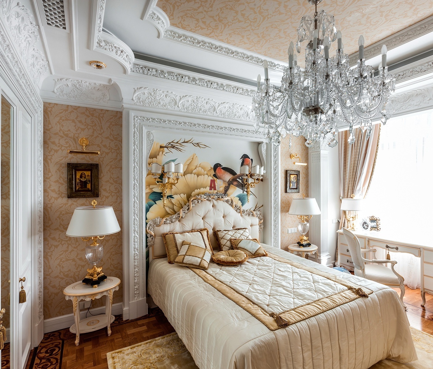 Отделка спальни в стиле барокко