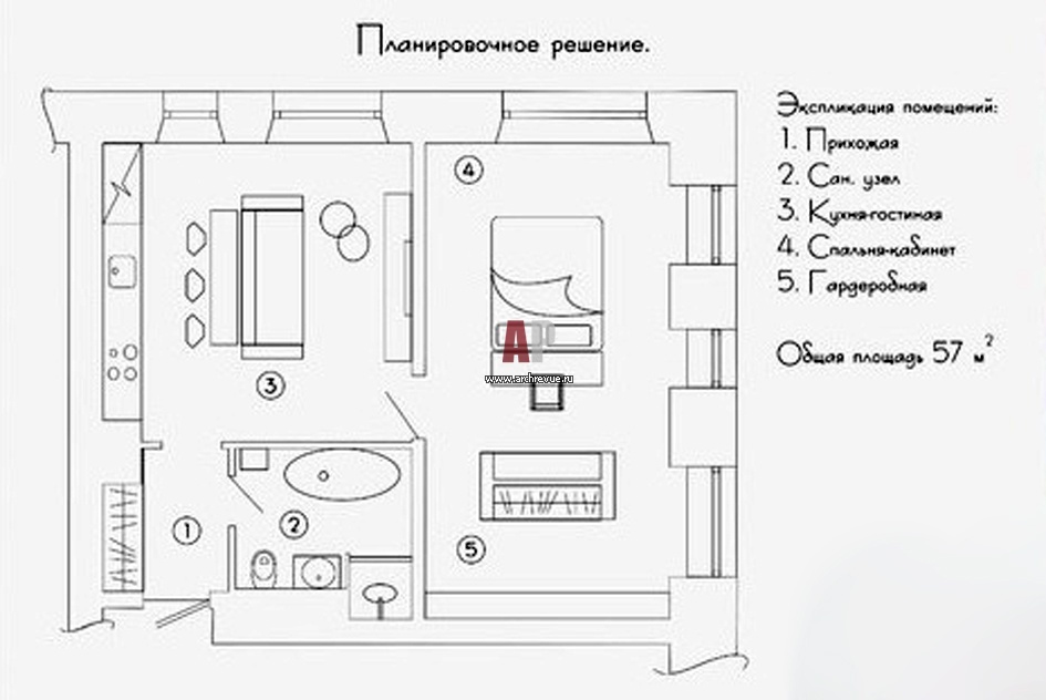 Дизайн квартиры 62 кв м 2 комнаты схема и размеры