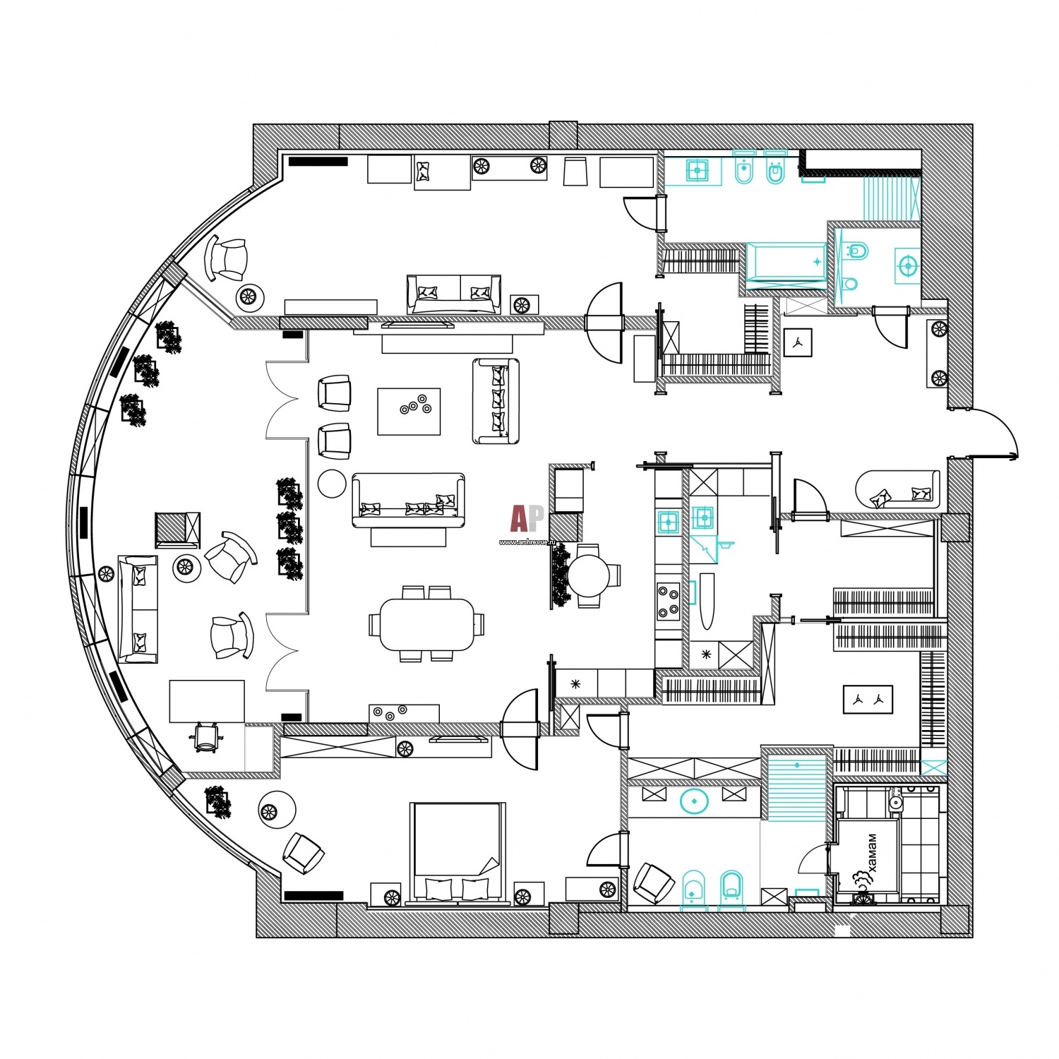 Планировка полукруглой квартиры