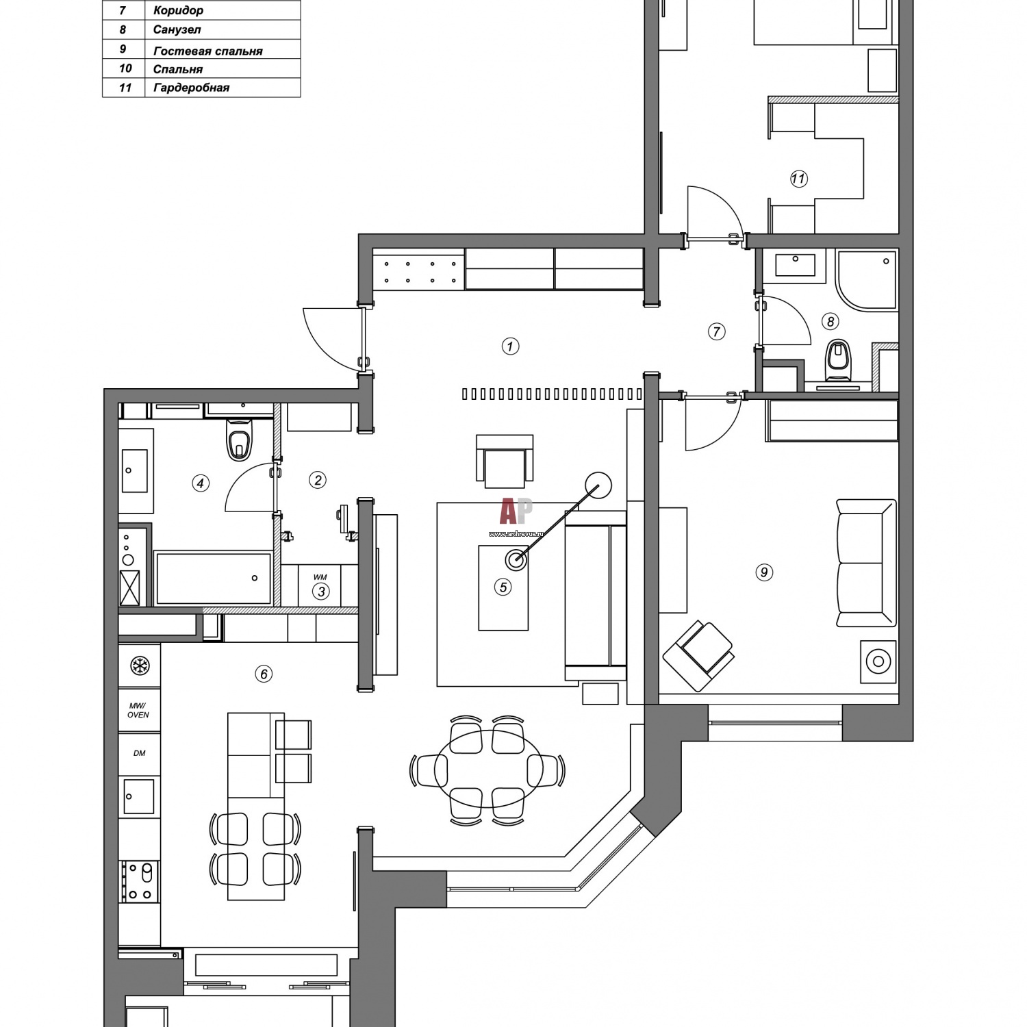 Планировка 3х комнатной квартиры 90кв