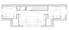 Планировка мансарды небольшого загородного дуплекса.