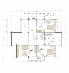 Планировка 2 этажа 2-х этажного дома из клееного бруса.