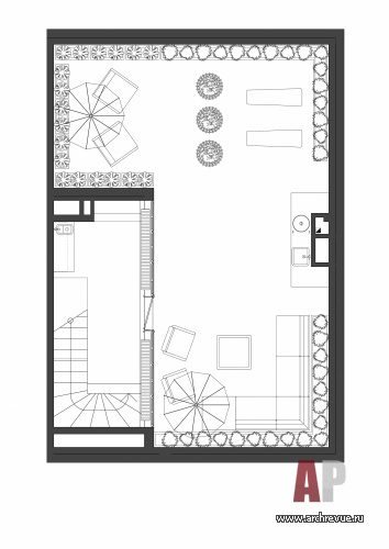 План четвертого этажа четырехэтажного таунхауса в клубном поселке. Общая площадь - 278 кв. м.