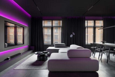 Черно-белая квартира с RGB-подсветкой