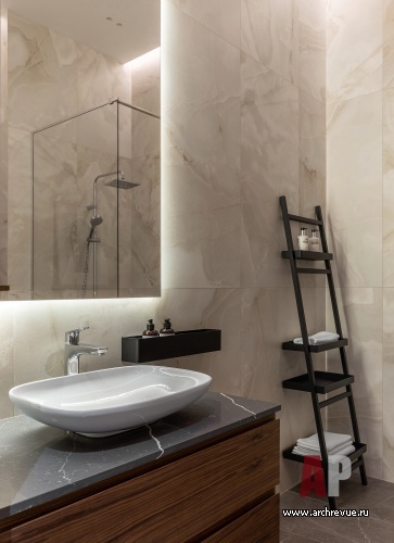 Фото интерьера гостевого санузла дома в современном стиле