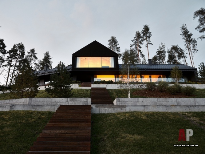 Фото фасада деревянного дома в современном стиле