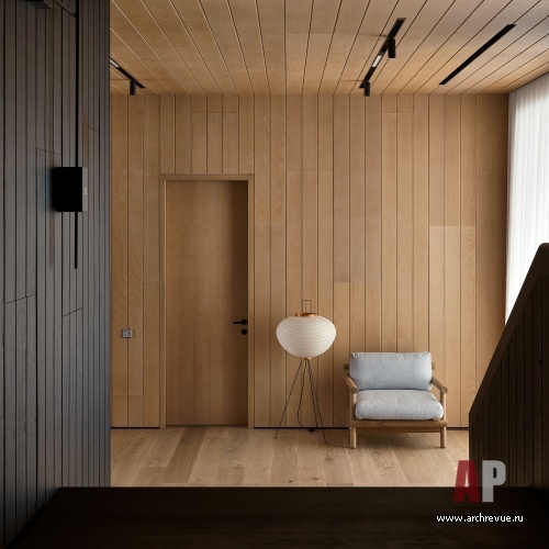 Фото интерьера входной зоны деревянного дома в современном стиле
