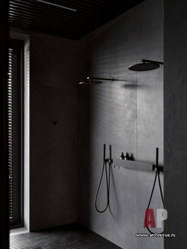 Фото интерьера санузла деревянного дома в современном стиле