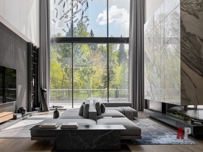 Фото интерьера гостиной дома в стиле минимализм