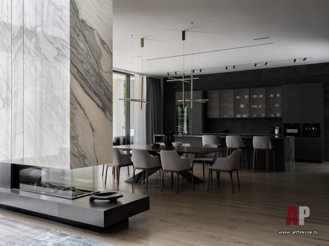 Фото интерьера каминной дома в стиле минимализм